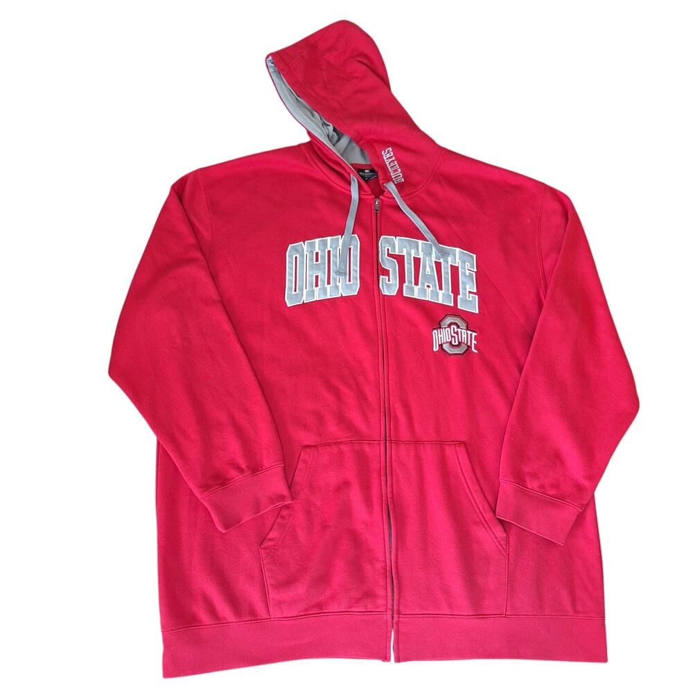 Colosseum Ohio State Buckeyes Zip Hoodie Mens 4XT Big Tall Red Fleece NWOT